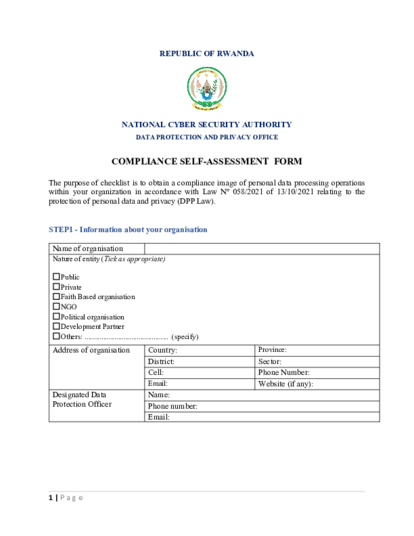 Compliance Self Assessment Form